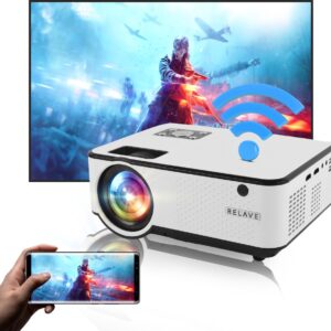 Relave - Input tot Full HD Beamer - 6500 Lumens - Mini Projector - Streamen met Telefoon Via Wifi - met afstandsbediening - Inclusief Projectiescherm